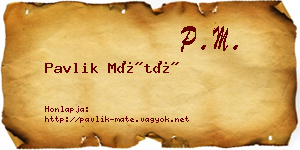 Pavlik Máté névjegykártya
