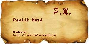 Pavlik Máté névjegykártya